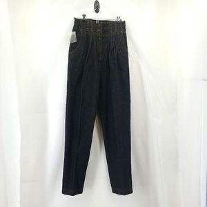 VINTAGE CHANGES Super High Waisted Paperbag, Double Button Pleated Jeans